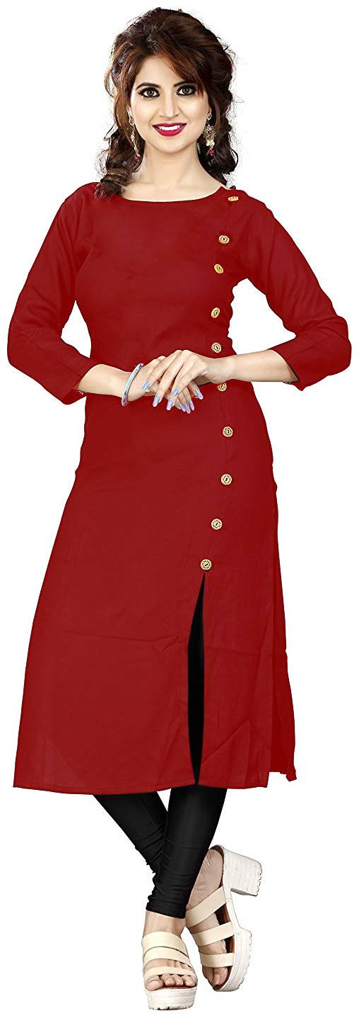 

HF Holyday Fashion Women Maroon Solid Straight Kurti
