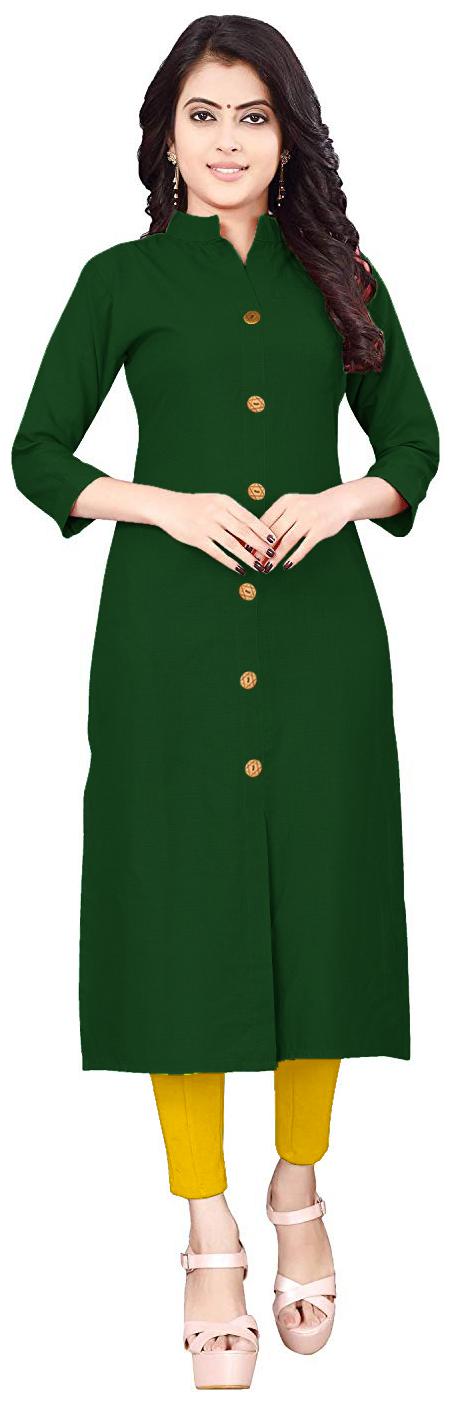 

HF Holyday Fashion Women Dark Green Solid Straight Kurti