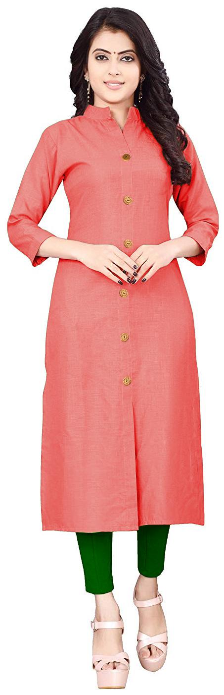 

HF Holyday Fashion Women Peach Solid Straight Kurti