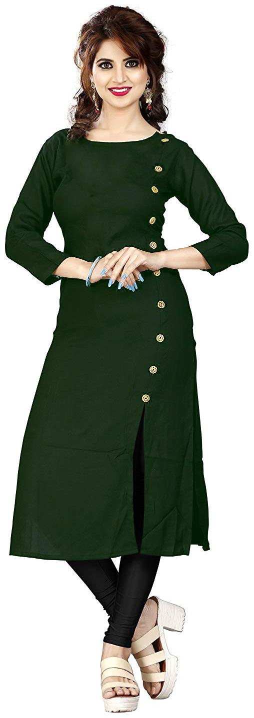 

HF Holyday Fashion Women Green Solid Straight Kurti