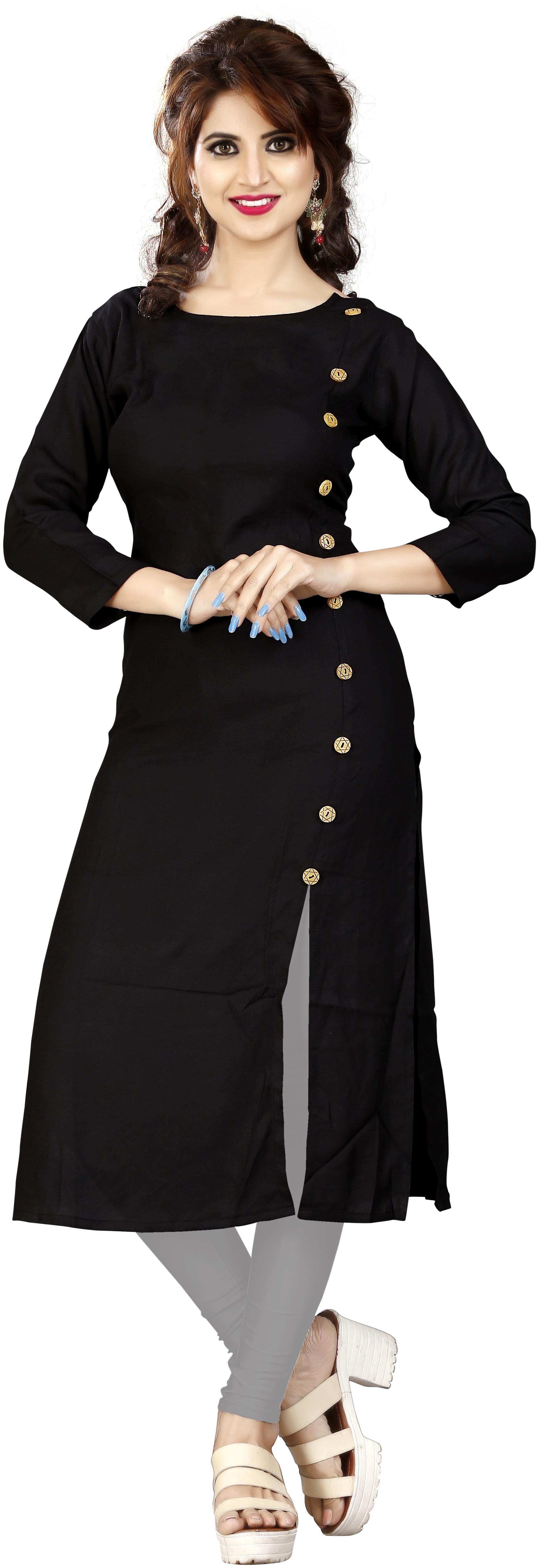 

HF Holyday Fashion Regular Fit Casual Plain Solid Straight Readymade Rayon Kurtas Kurtis For Girls or Women