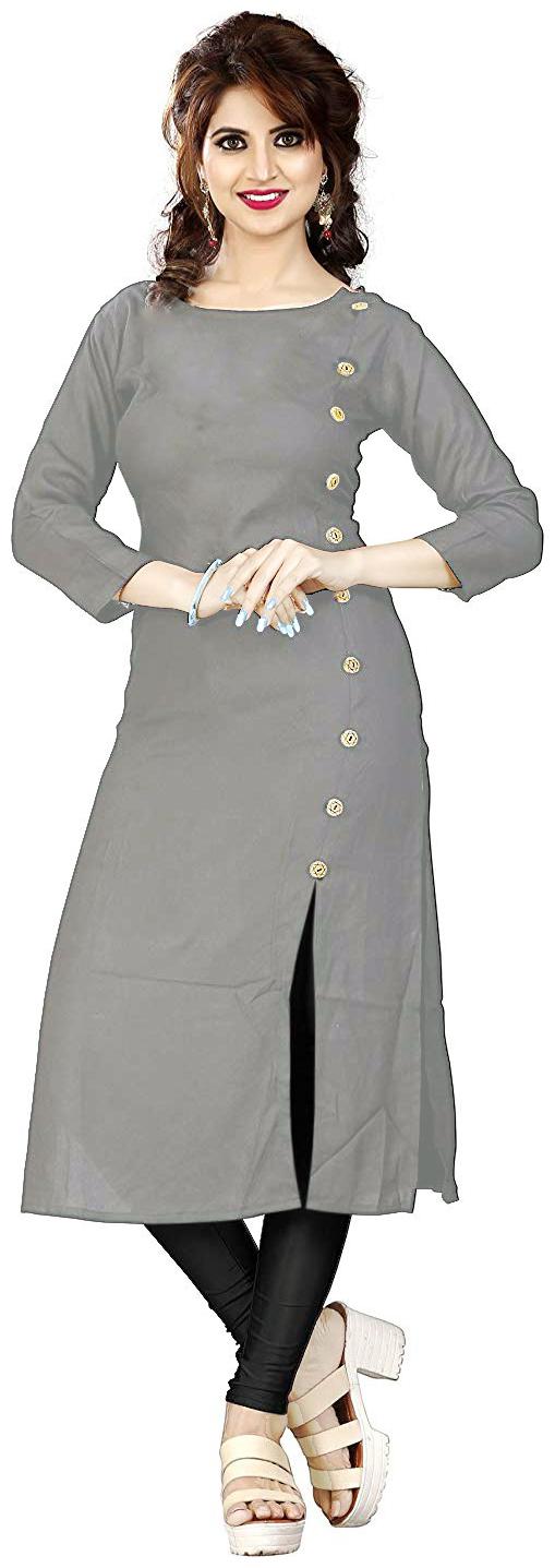 

HF Holyday Fashion Women Grey Solid Straight Kurti