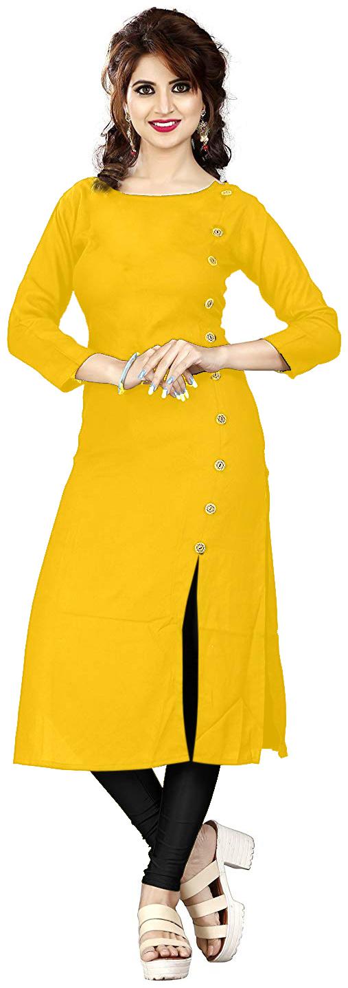 

HF Holyday Fashion Women Yellow Solid Straight Kurti