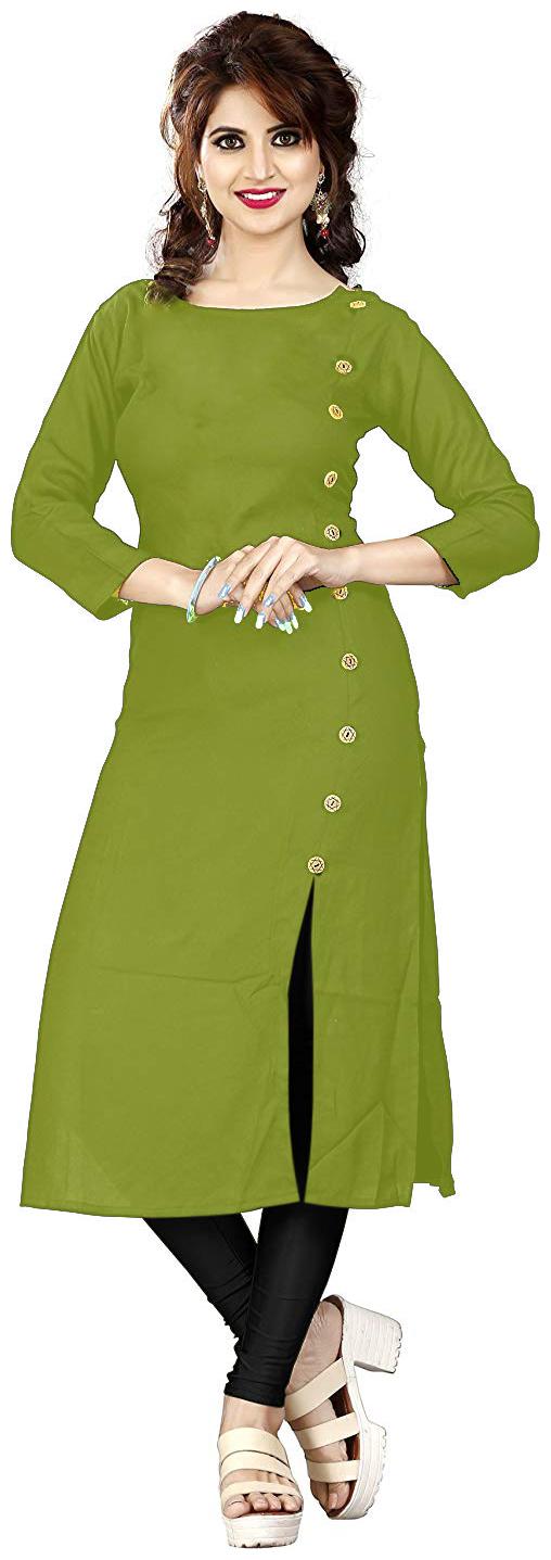 

HF Holyday Fashion Women Green Solid Straight Kurta