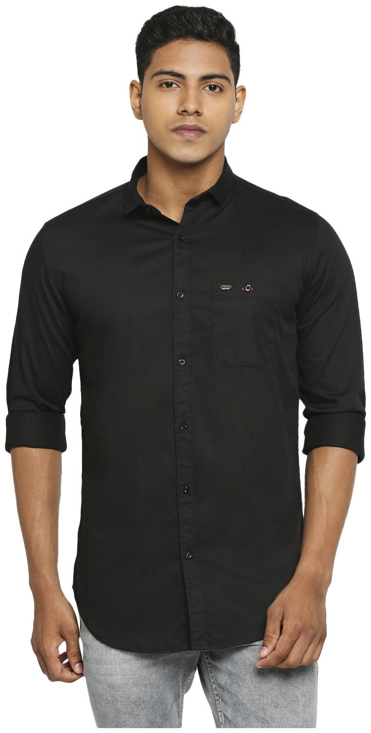 

HFN S Men Black Solid Slim Fit Casual Shirt