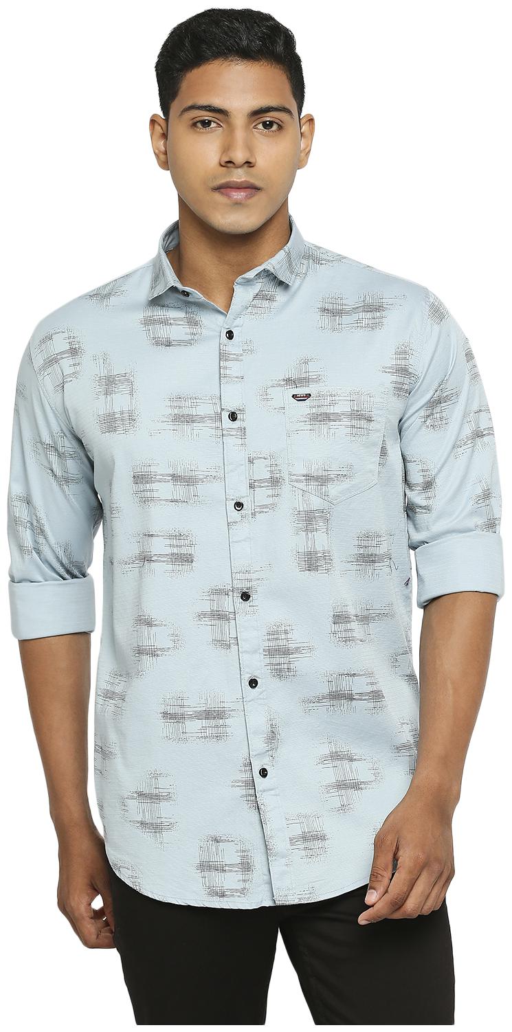 

HFN S Men Blue Printed Slim Fit Casual Shirt
