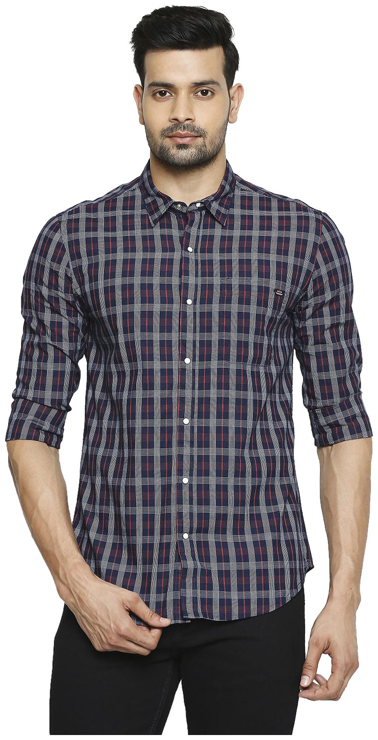 

HFN S Men Multi Checked Slim Fit Casual Shirt