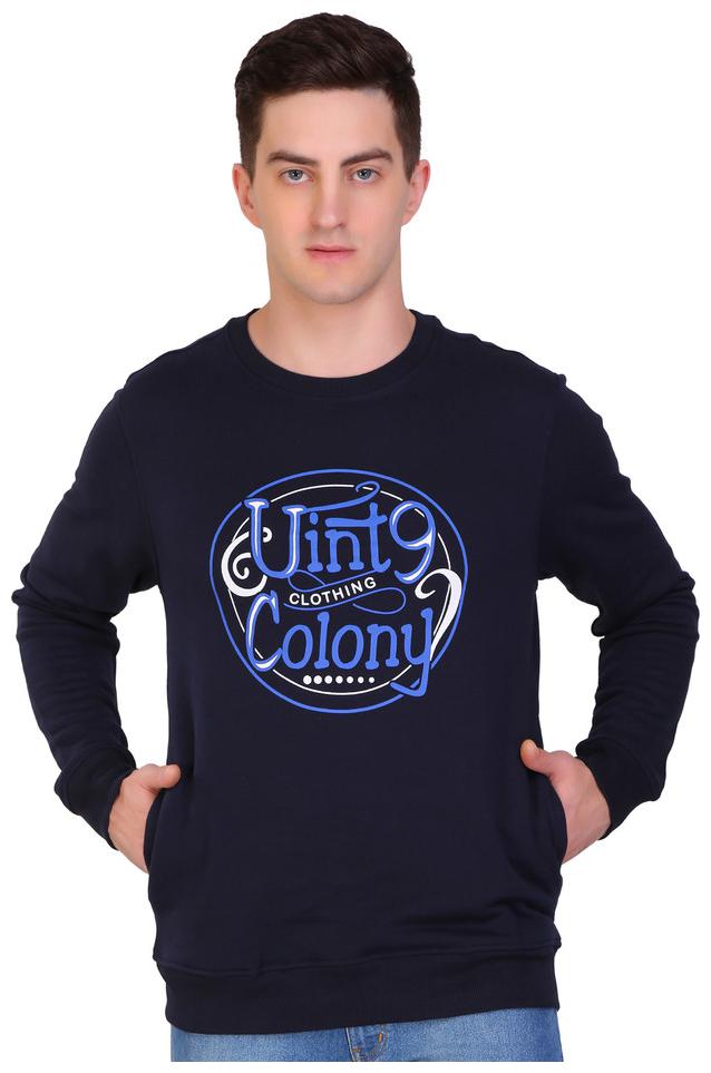 

Hiflyers Cotton Blend Printed Navy Blue Sweatshirt For Men