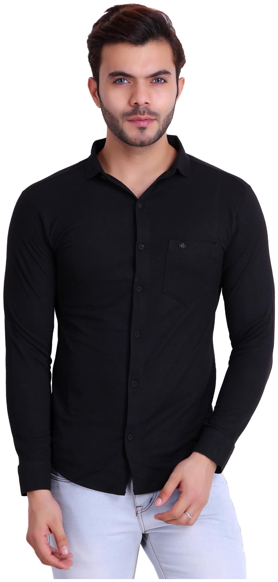 

HiFlyers Men Black Solid Regular Fit Casual Shirt