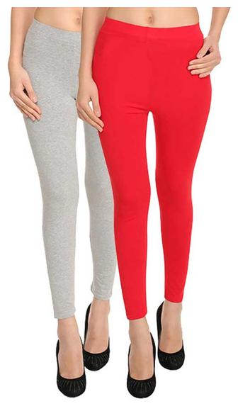 

HiFlyers Women Cotton Leggings Grey Red