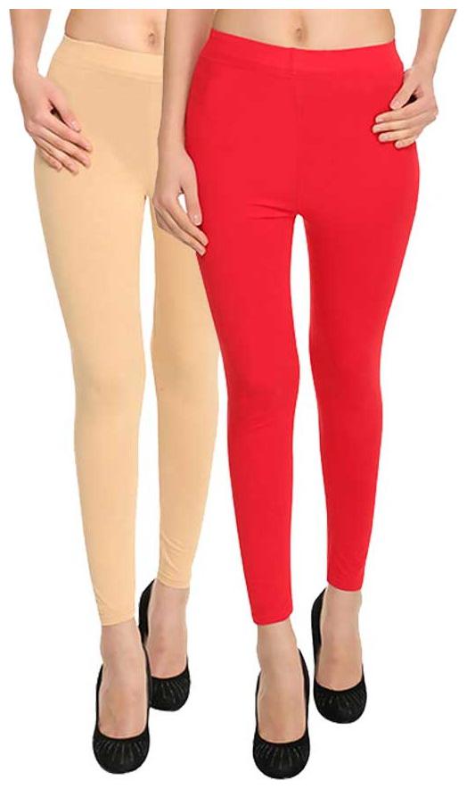 

HiFlyers Womens Leggings Pack of 2 Red and Beige