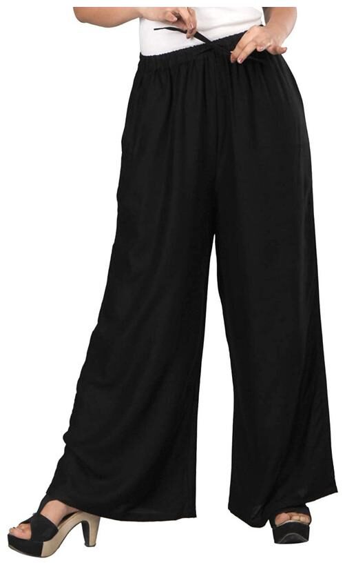 

Highfy Black Solid Flared Palazzo
