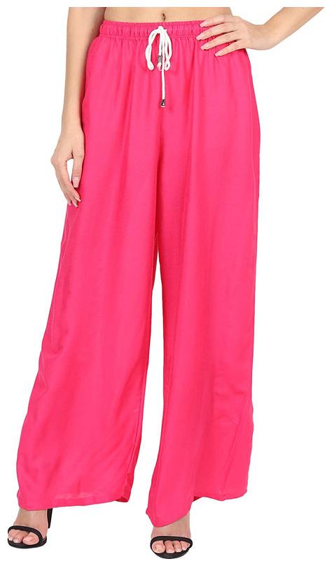 

Highfy Pink Solid Flared Palazzo