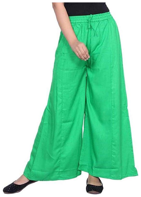 

Highfy Green Solid Flared Palazzo