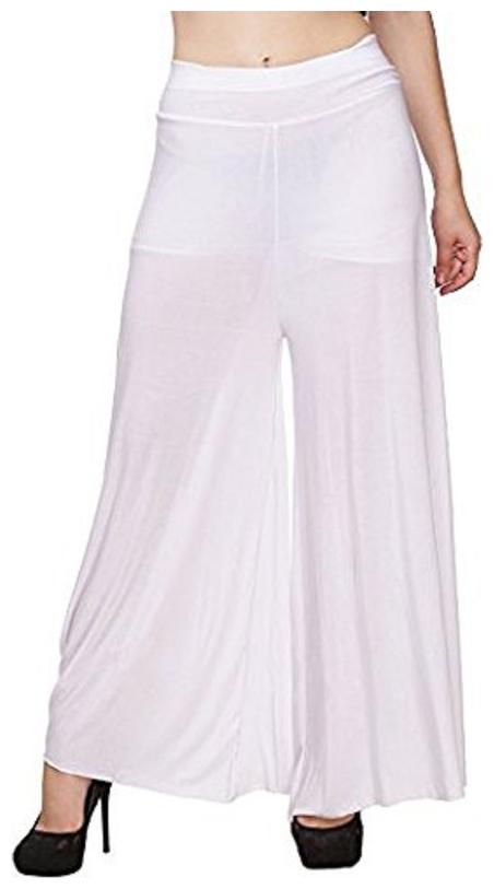 

Highfy White Solid Wide Leg Palazzo