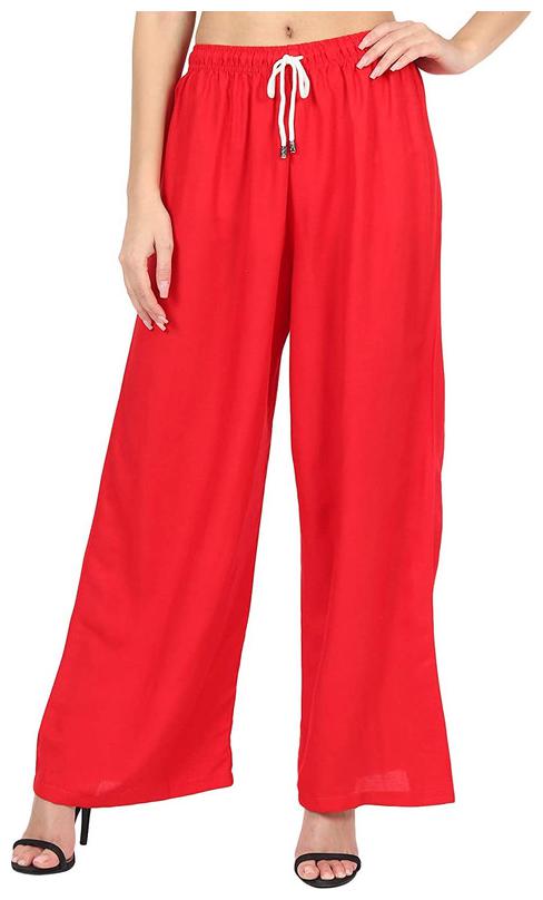 

Highfy Red Solid Flared Palazzo