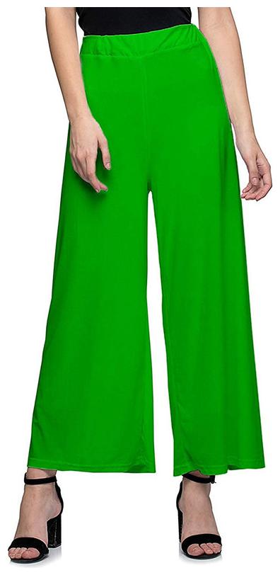 

Highfy Green Solid Wide Leg Palazzo
