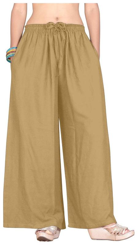 

Highfy Beige Solid Flared Palazzo