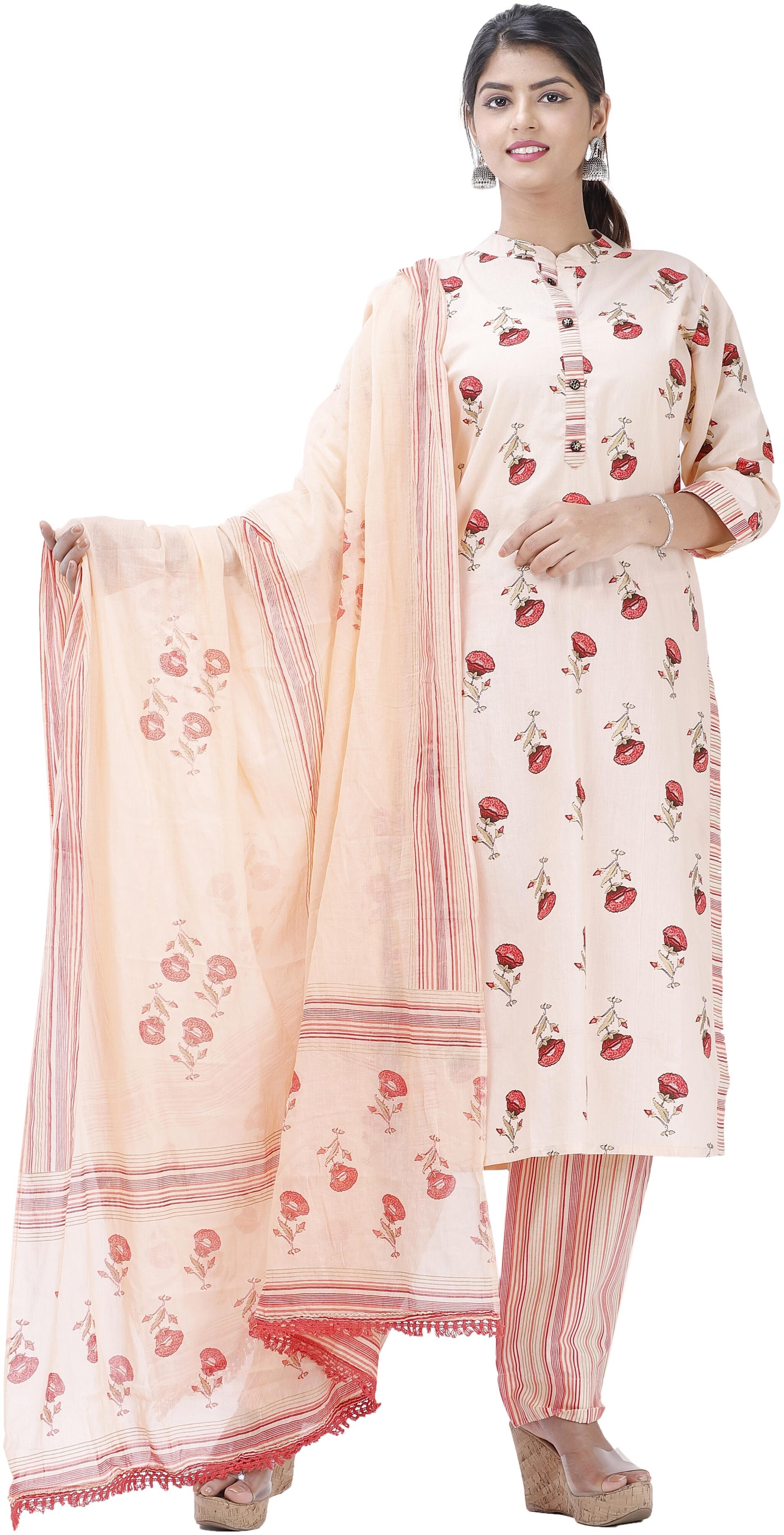 

HIGHLIGHT FASHION EXPORT Women Pink Floral Straight Kurta With Pants