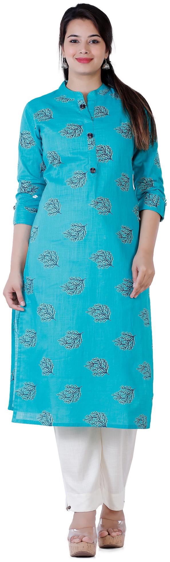 

HIGHLIGHT FASHION EXPORT Women Blue Printed Straight Kurta With Pants