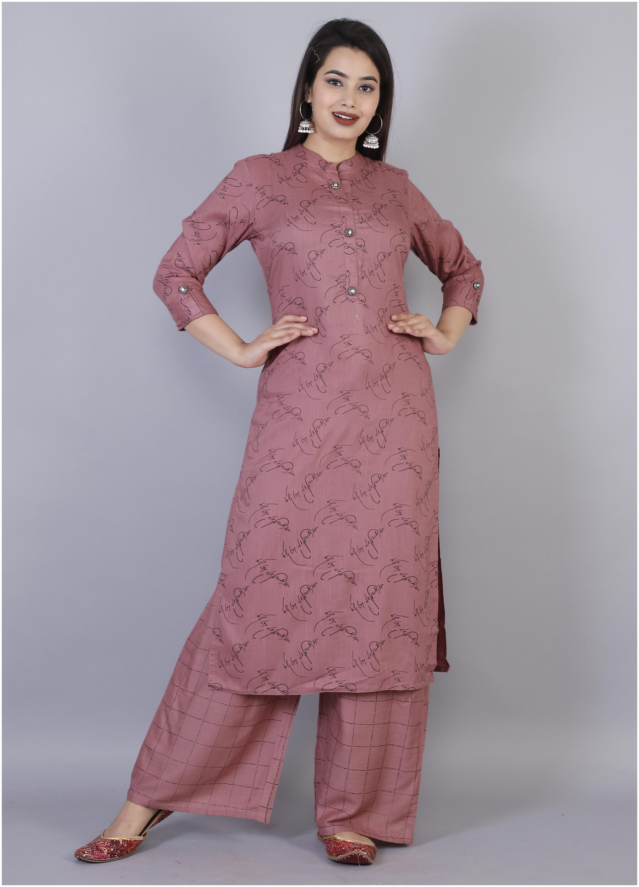 

HIGHLIGHT FASHION EXPORT Women Pink Printed Straight Kurta With Palazzo