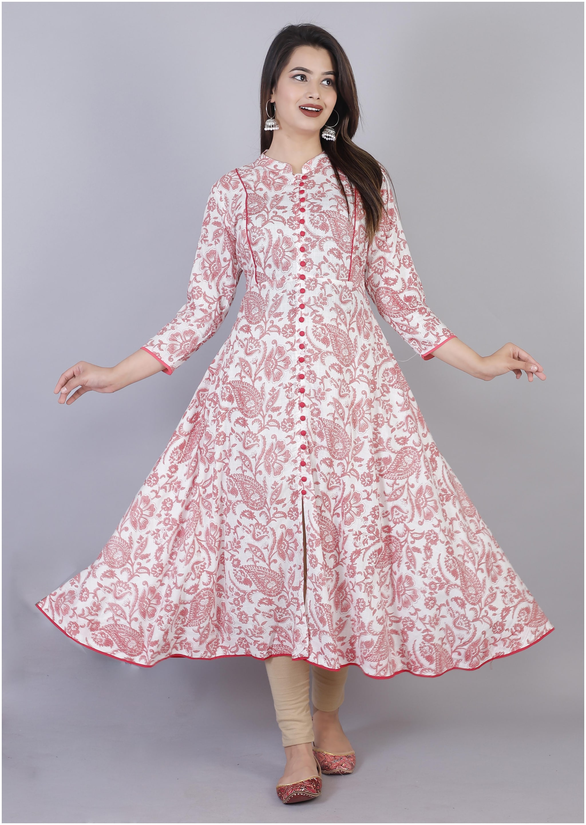 

HIGHLIGHT FASHION EXPORT Women Pink Floral Anarkali Kurta