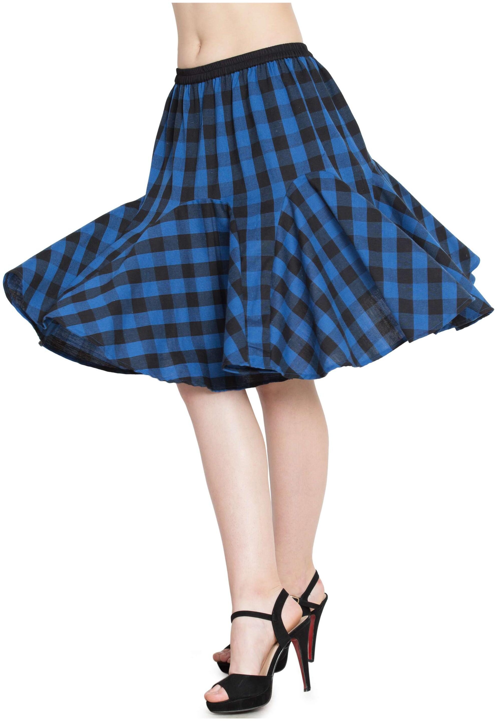 

Hive91 Checked Flared skirt Mini Skirt - Blue