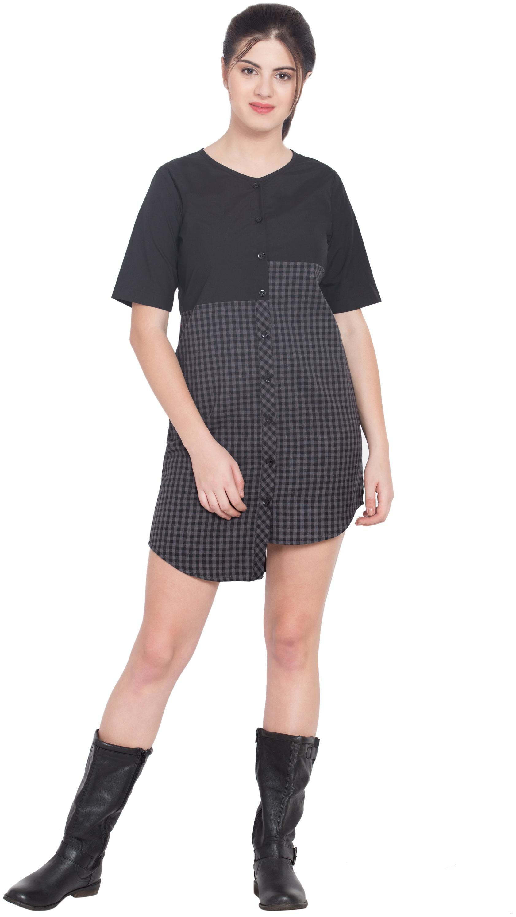 

Hive91 Grey Checked Shirt dress