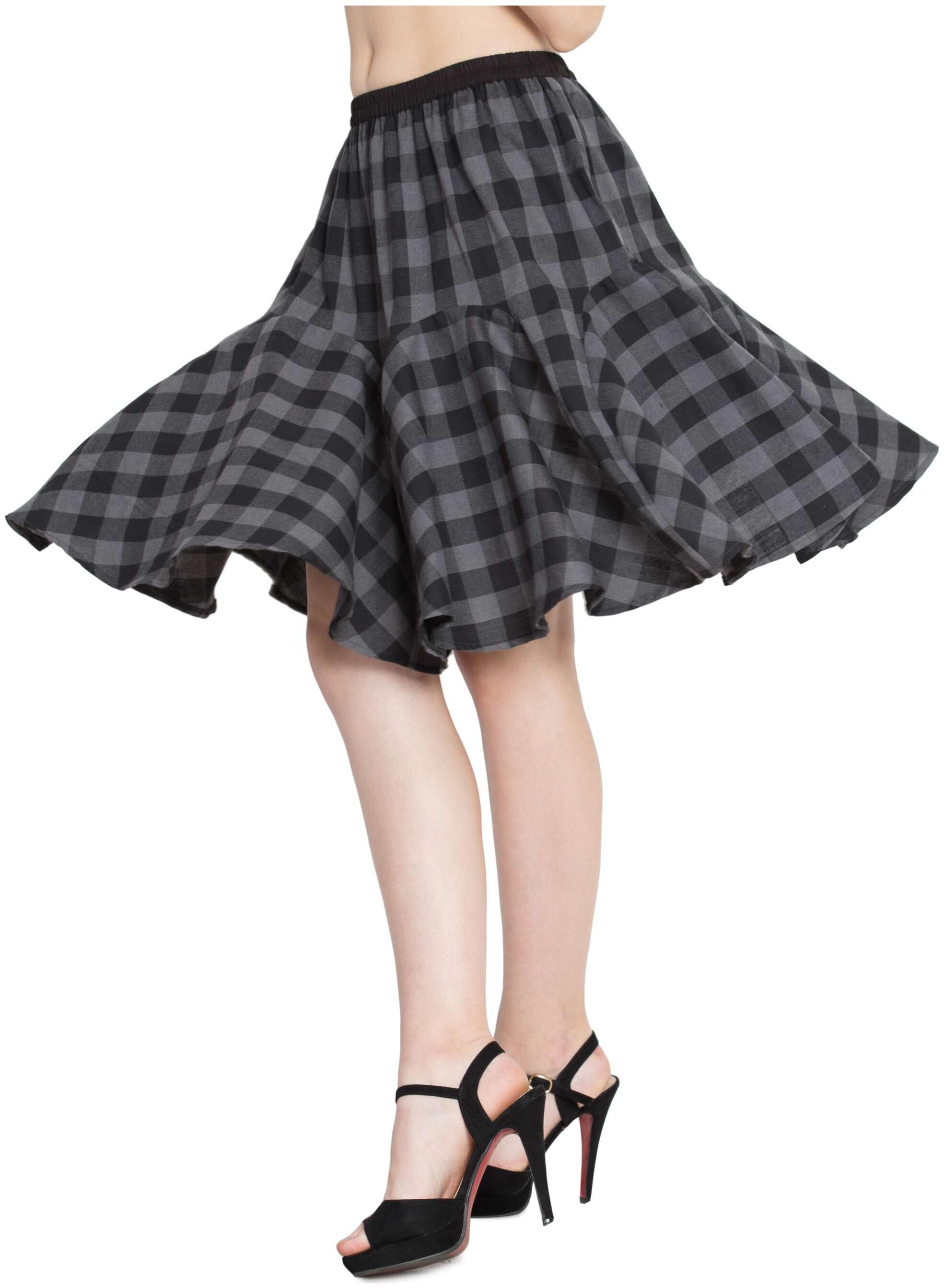 

Hive91 Grey Checkered Short Skirts for Women Fabric COTTON Elastic Clouser