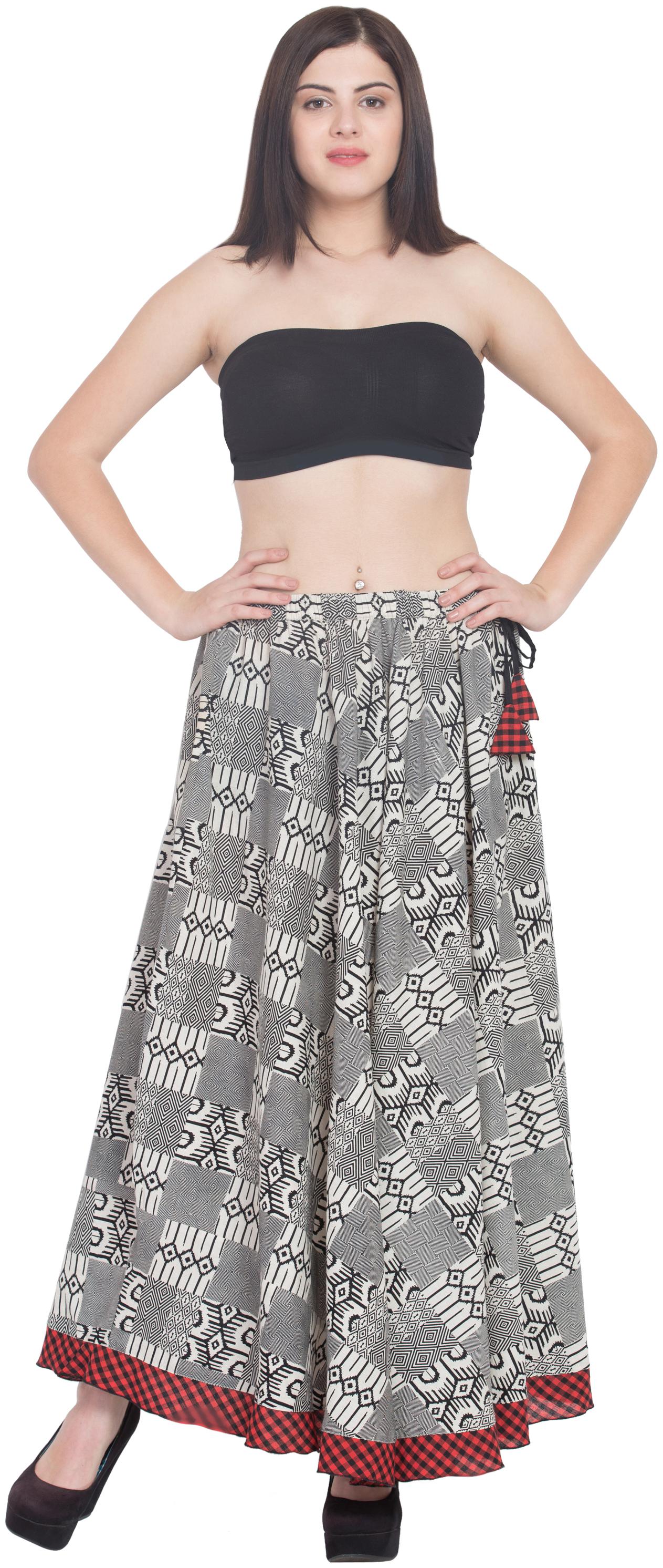 

Hive91 Printed A-line skirt Maxi Skirt - White