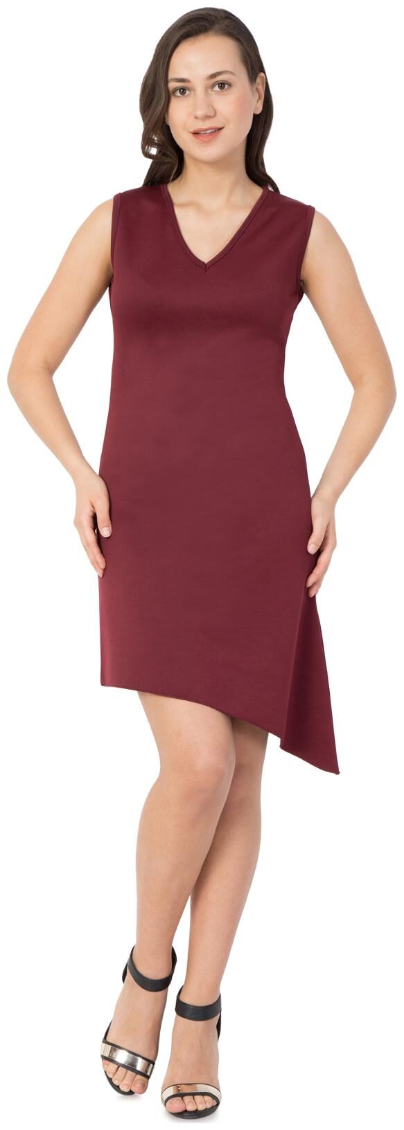 

Hive91 Maroon Printed A-line dress