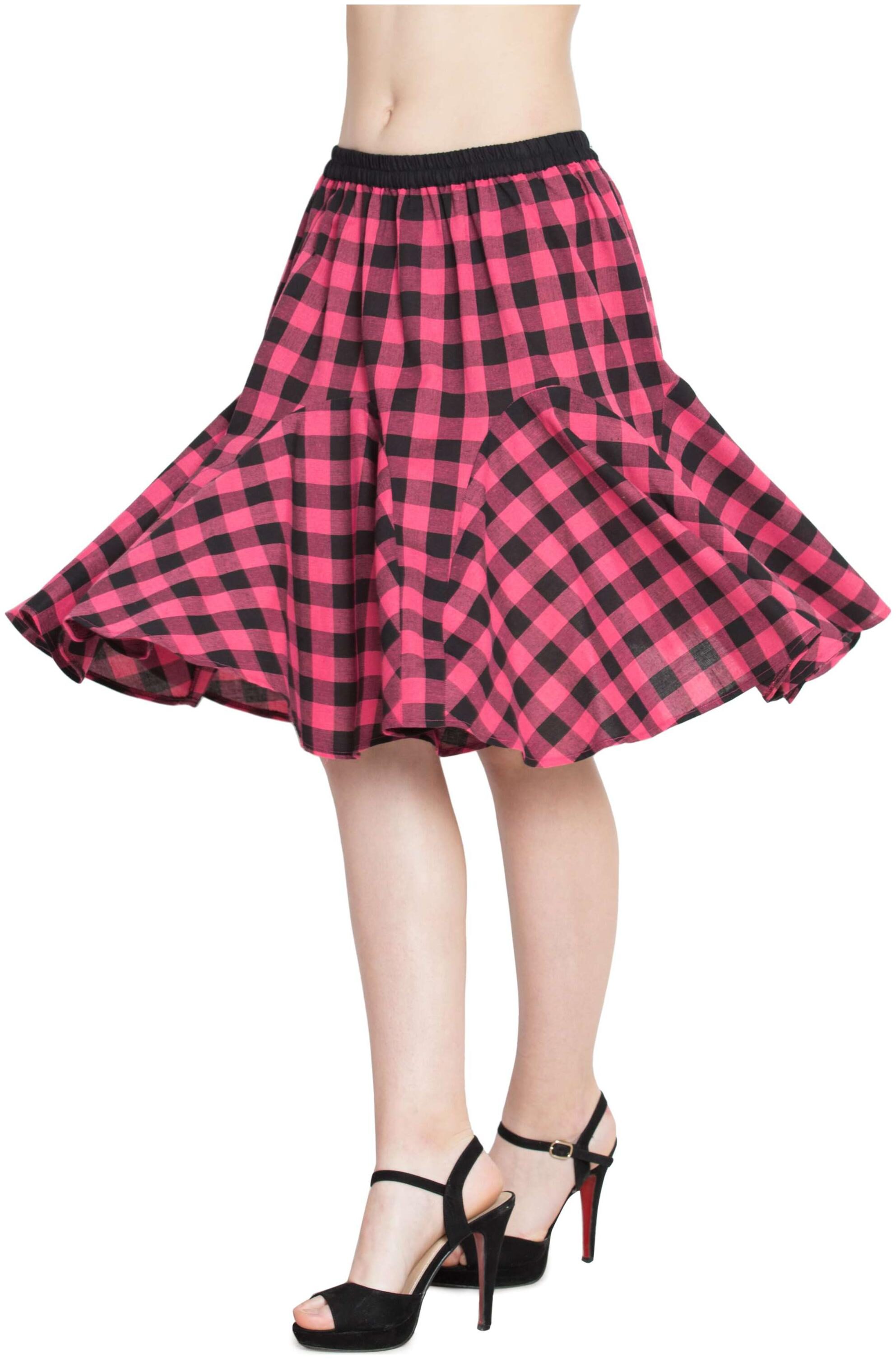 

Hive91 Checked Flared skirt Mini Skirt - Pink