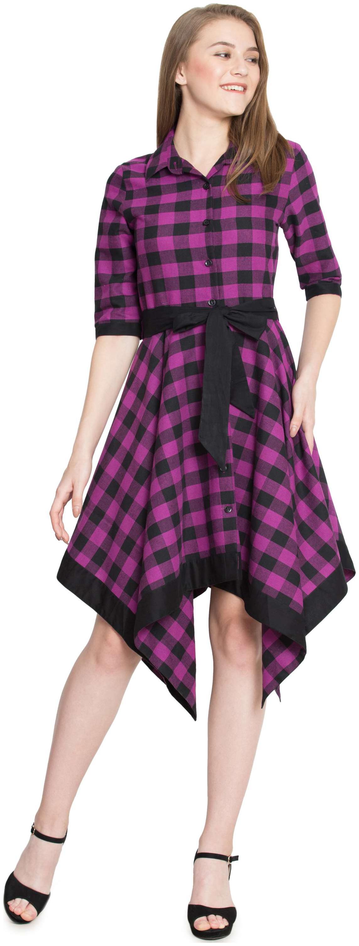 

Hive91 Purple Checked Wrap dress