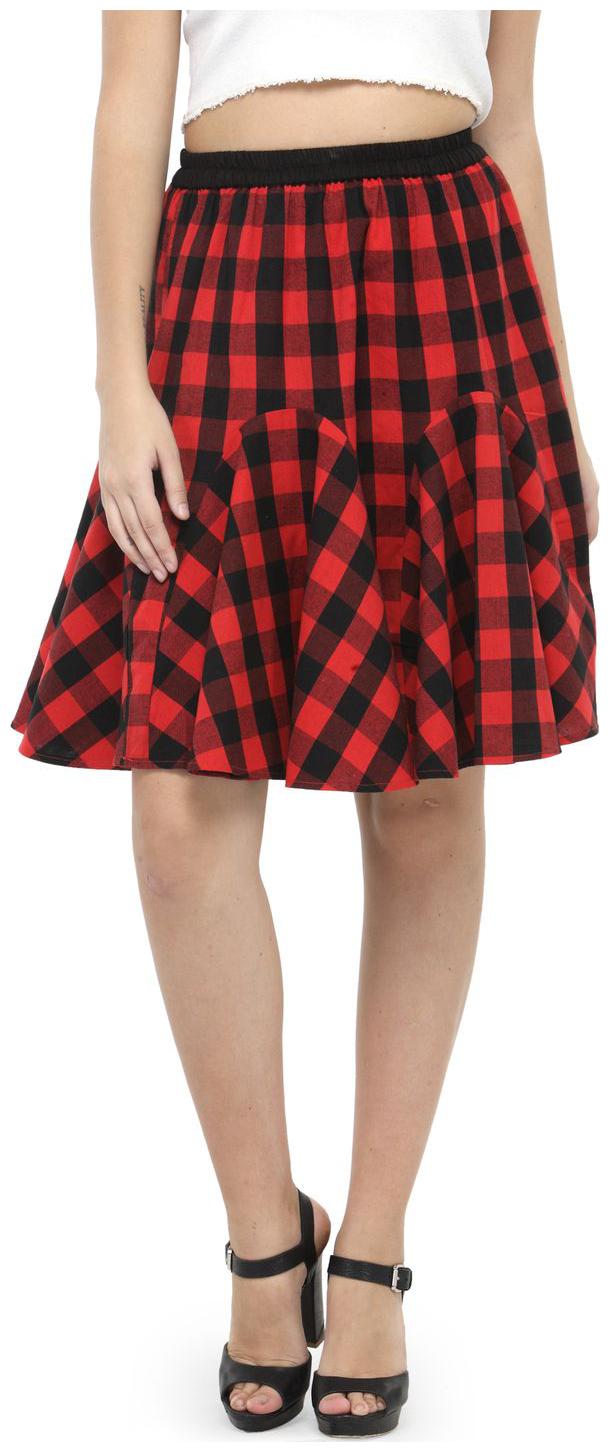 

Hive91 Red Short Skirts for Women Cotton Fabric Elastic Clouser Casual Skirts