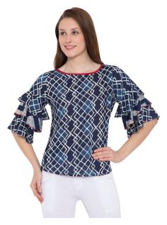 

Hive91 Women Solid A-line top - Blue