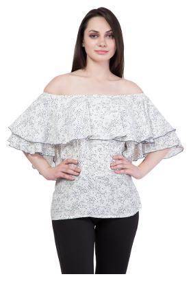 

Hive91 Women Geometric Regular top - White