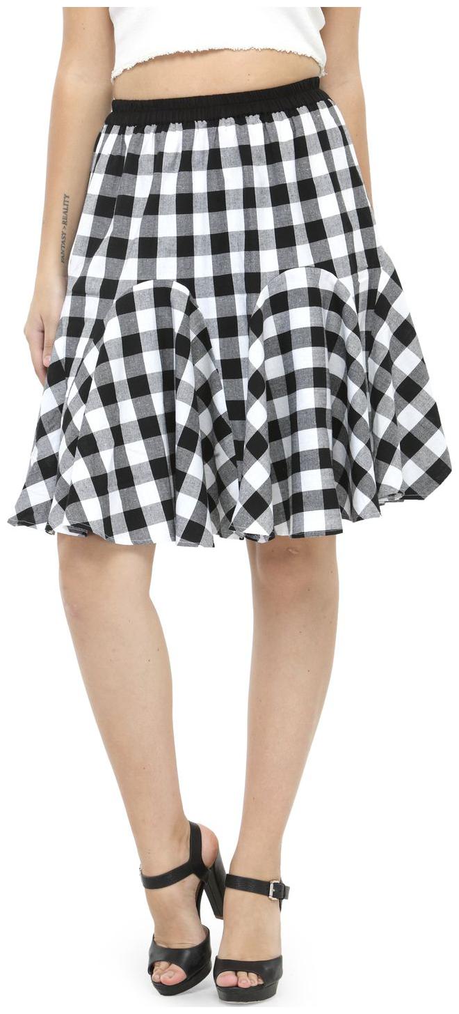 

Hive91 Short Skirts for Women Balck Color Elastic Clouser Casual Checkered Skirt