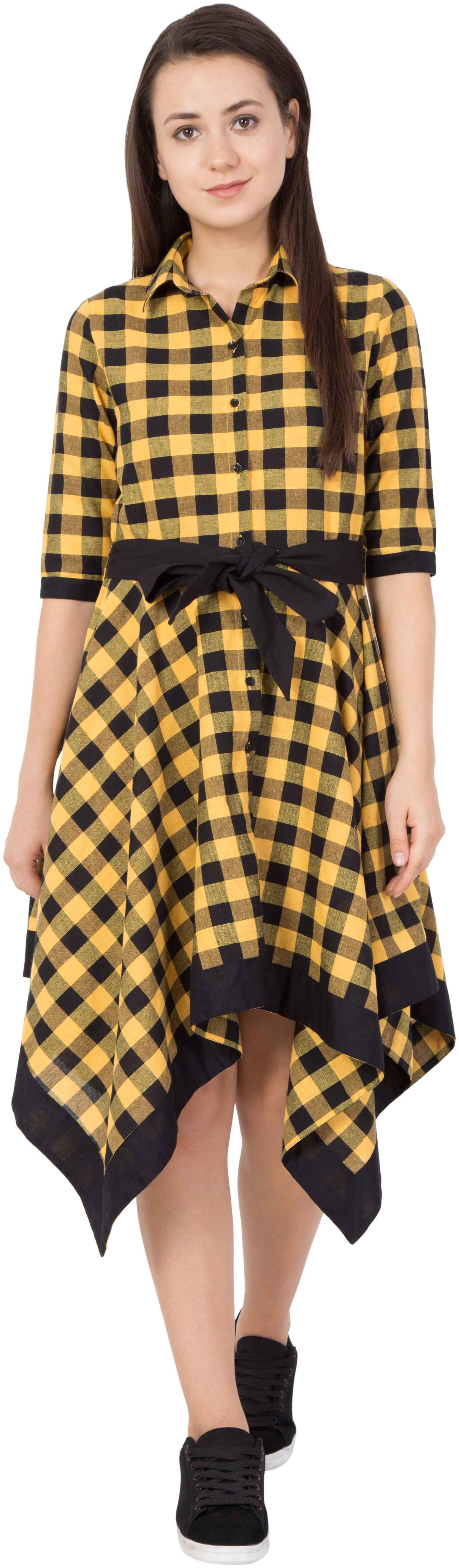 

Hive91 Yellow Printed Wrap dress