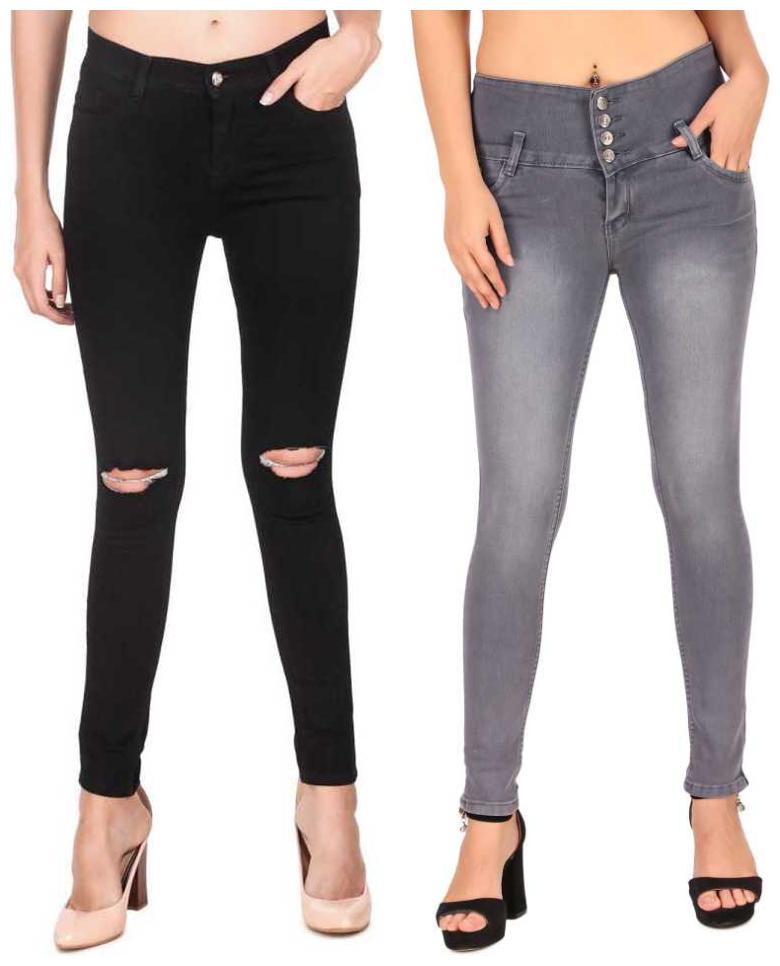 

HMFURRYS FINEST Women Black Grey Slim fit Jeans