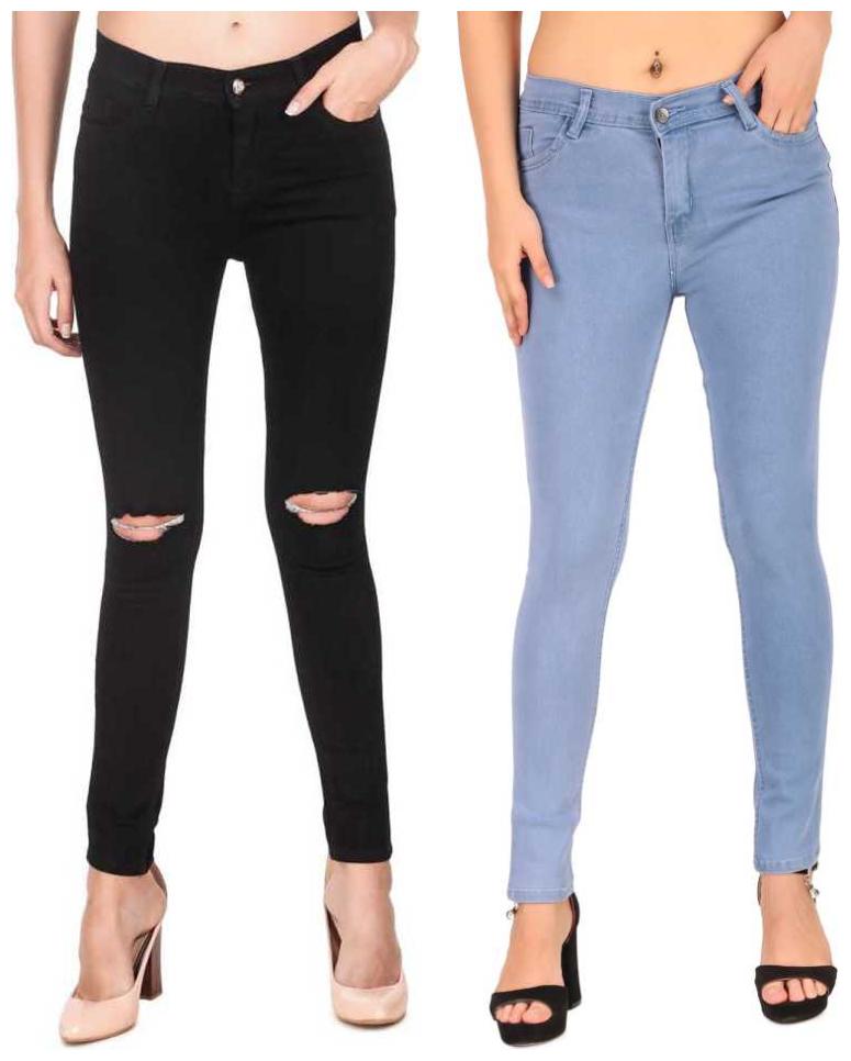 

HMFURRYS FINEST Women Black Blue Slim fit Jeans