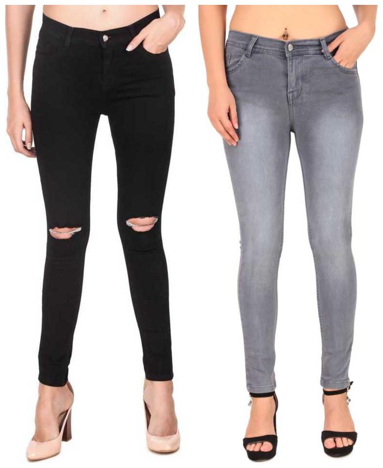 

HMFURRYS FINEST Women Black Grey Slim fit Jeans