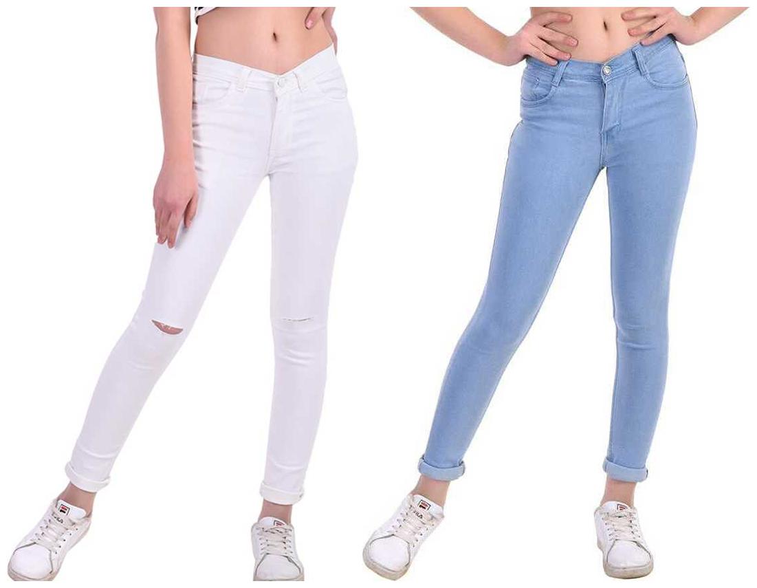 

HMFURRYS FINEST Women White Blue Straight fit Jeans