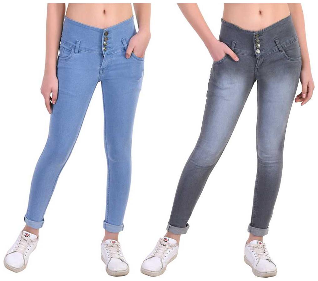 

HMFURRYS FINEST Women Blue Grey Slim fit Jeans