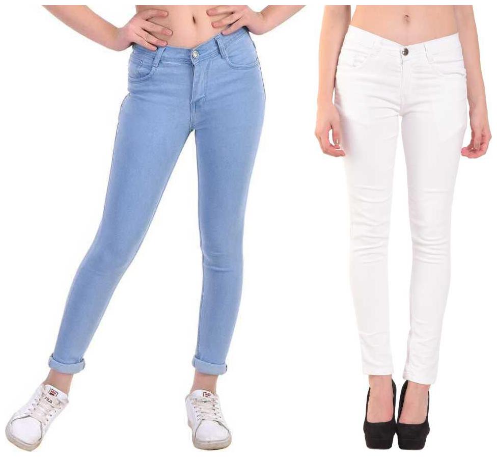

HMFURRYS FINEST Women Blue White Slim fit Jeans