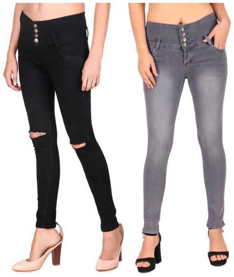 

HMFURRYS FINEST Women Black Grey Slim fit Jeans