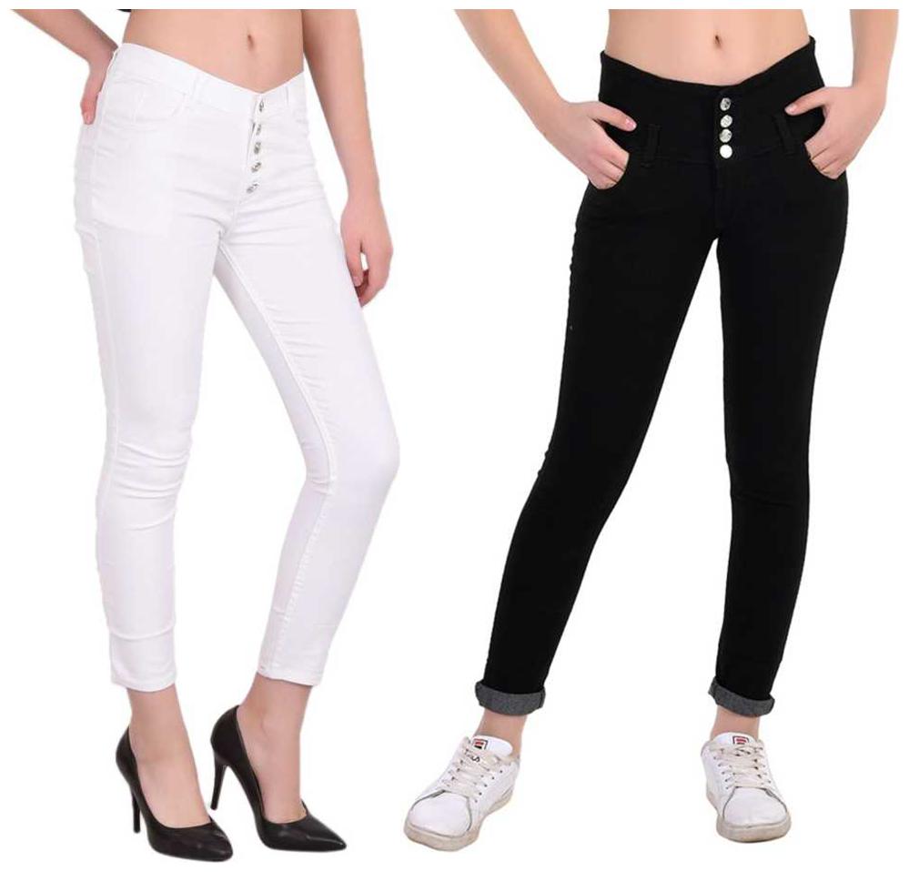 

HMFURRYS FINEST Women White Black Slim fit Jeans