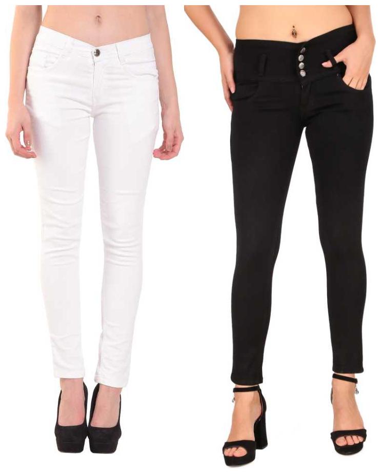 

HMFURRYS FINEST Women White Black Slim fit Jeans