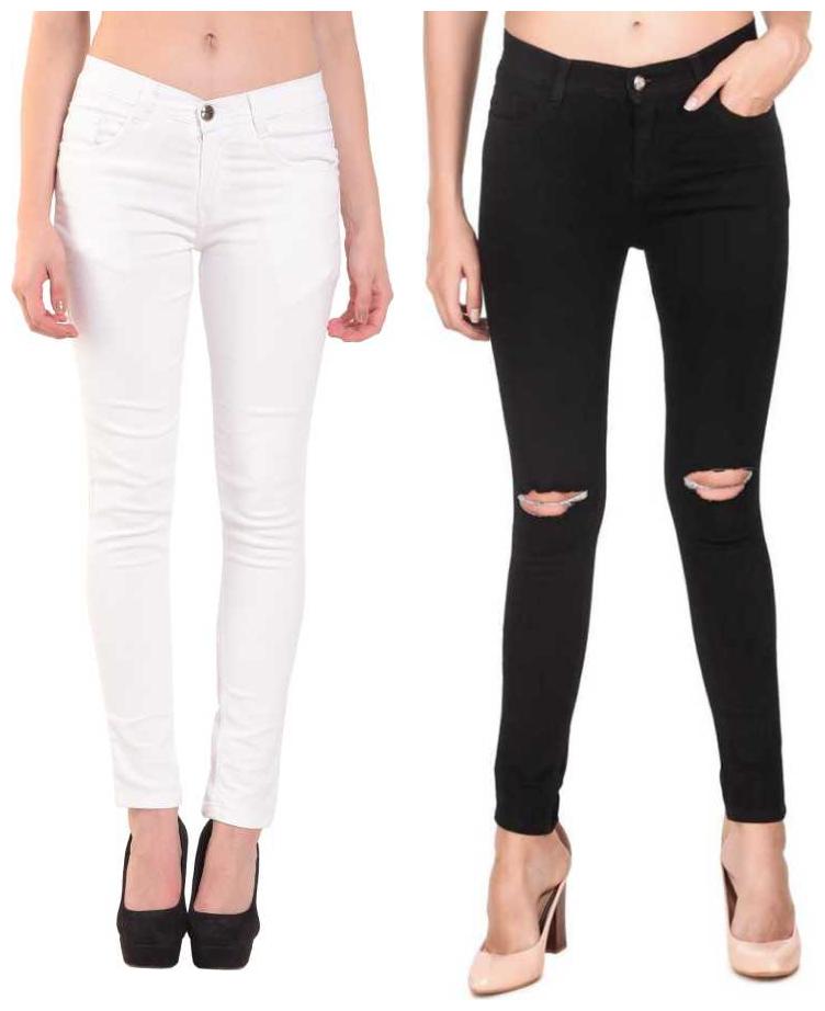 

HMFURRYS FINEST Women White Black Slim fit Jeans
