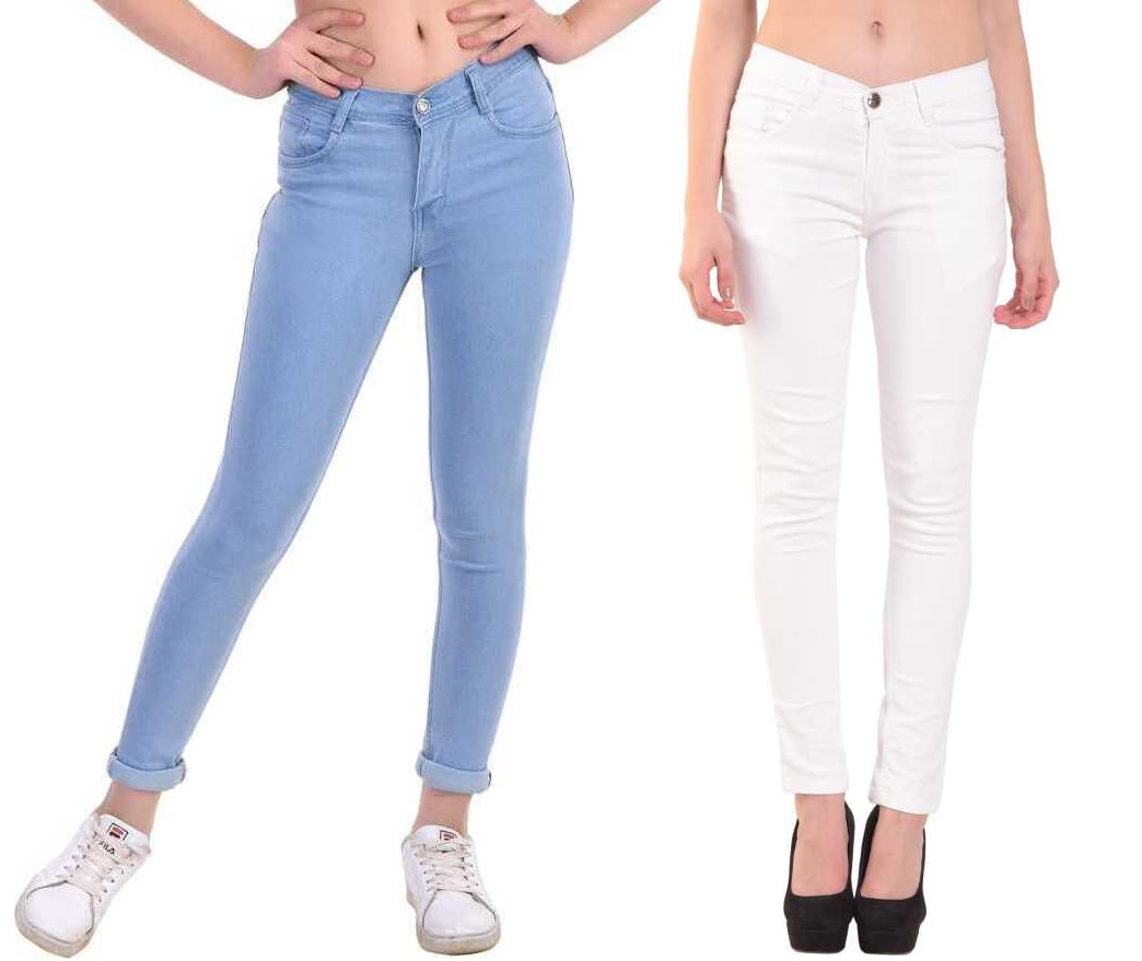

HMFURRYS FINEST Women Blue White Slim fit Jeans