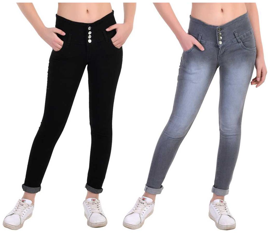 

HMFURRYS FINEST Women Black Grey Slim fit Jeans